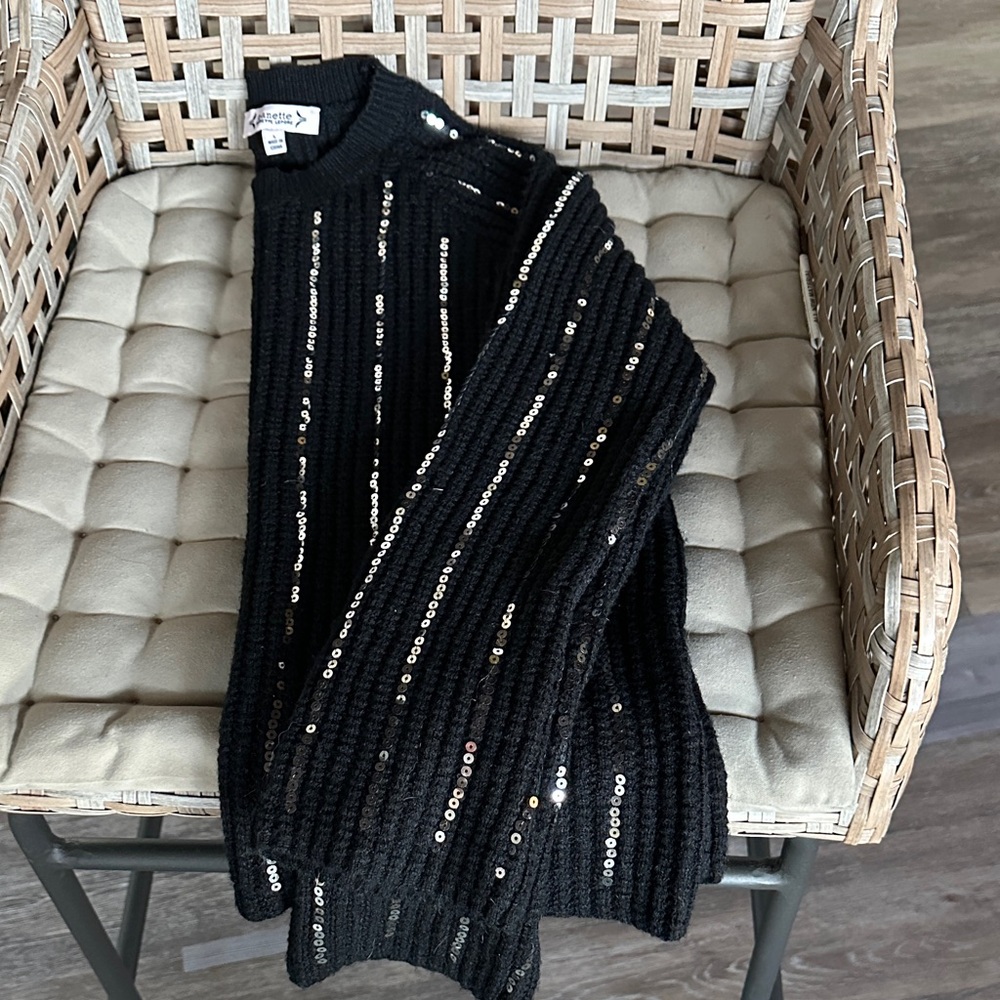 J. Crew Black Sequin Turtleneck Sweater